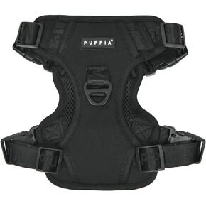 Puppia Jarek Dog Harness H Comfortable Sturdy Handle Adjustable Neck and Chest for Small and Medium Dogs - Grey - L