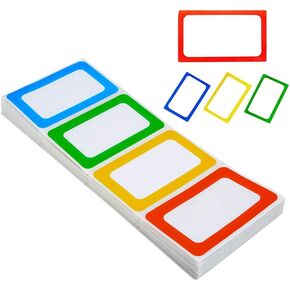 FungLam 4 Colors Plain Name Tag Stickers 200 Labels for Office, School, Teachers, Meeting and Mailing