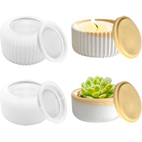 2PCS Storage Box with Lids Candle Jar Molds Set, Tea Light Candle Holder Silicone Molds for Resin, Round Shape Tealight Candle Molds for Epoxy Casting DIY Projects in Kuwait