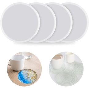4 Pieces Coaster Silicone Molds, 4.2 Inches Round Coaster Resin Molds Small Silicone Casting Coaster Molds for Epoxy Resin Coaster DIY Crafts Decorations Making Supplies