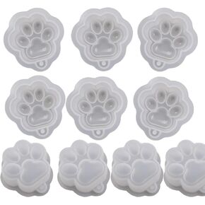 10Pcs Cat Paws Pendant Epoxy Mold DIY Resin Casting Silicone Mold for Keychain Making Pack, Size 1.5" x 1.5" x 1"