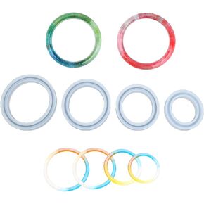 4pcs 2.36, 2.75", 3.15 "and 3.54" Circular Bracelet Silicone Mold, DIY Resin Crystal Gel Drops Silicone Key Chain, Bracelet Handmade Ornaments, Mirror Large Size Bracelet epoxy Crystal Mold