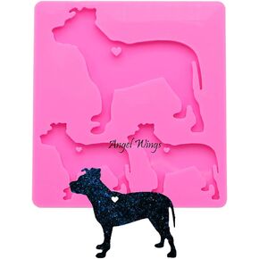 Angel Wings Shiny Glossy Dog Family Silicone Mold Animal Style Keychain Polymer Clay Mold DIY Handmade Necklace Epoxy Resin Jewellery Silicone Mold Resin Crafting Molds Keychains Pendant Mould