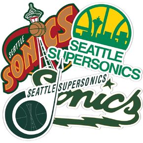 Desert Cactus Seattle Super Sonics Sticker NBA Officially Licensed Vinyl Decal Laptop Water Bottle Car Scrapbook (Vintage Sheet)