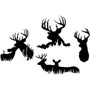 Deer Buck Hunting Silhouette Decals 4 Pack (Buck Black, Small ~3.5")