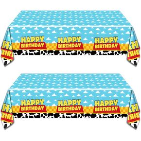 OULUN 2 قطعة من لوازم حفلات أعياد الميلاد ذات القصة الكرتونية، مقاس 54 بوصة × 108 بوصة، غطاء طاولة مطبوع بنمط البقرة، السماء الزرقاء والسحابة البيضاء، مفارش المائدة لتزيين حفلات عيد ميلاد البقرة in Kuwait