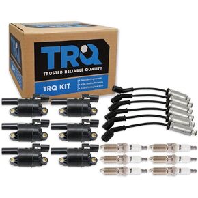 TRQ Ignition Kit 6 Spark Plugs Coils Wire Set For 2014-17 Silverado Sierra 4.3L