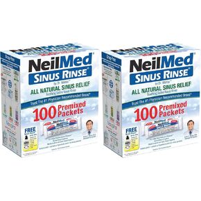 NeilMed Sinus Rinse All Natural Relief Premixed Refill Packets 100 Each (Pack of 2)