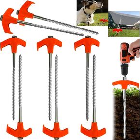Tent Stakes, 8PCS Heavy Duty Tent Stakes Pegs Outdoor Camping Windproof Professional Ground Stakes, Ground Anchors Screw, Screw in Tent Stakes, Camping Tents, Metal Threaded Tent Spikes (8)