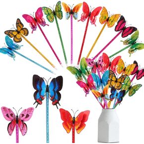Leery 12 Pieces 3D Butterfly Ballpoint Pens,0.5mm Random Butterfly Black Ink Pens for School Office Supplies Home Bedroom Decor,Wedding, Birthday,Party Gift.
