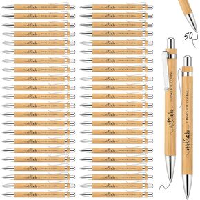 Bridal Shower Pens Bamboo Retractable Ballpoint Pen Wedding Favors Bulk Bamboo Pen Guest Book Pens Black Ink Wooden Pen for Wedding Bridal Shower Games Proposal Bachelor Party Favors (100 Pieces)
