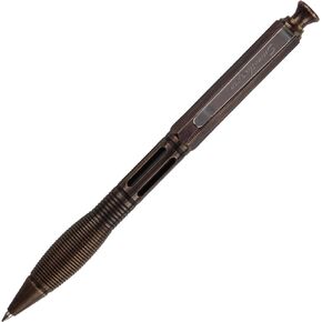 SMOOTHERPRO Retractable Ballpoint Pen, Solid Brass Click Pen Compatible with Pilot G2 Refill, Weighted Heavy Pen for Tremor Parkinson Arthritic Hand, Retro Black(PRG130BK)