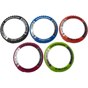 B 5 Pack Interchangeable Top Ring Bezels for The Digital New v2.021 Referee Watch Pack B (Original Silver Black, Light Cyan Sky Blue, Coral, Electric Pink and Lime Green)