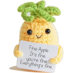 Mini Knit Pineapple Yarn Christmas Ornament Handmade Crochet Pear with Card for Holiday Home Party Decoration Gifts