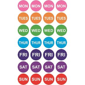 Days of Week Sticker,1 inch 280pcs Colored 7 Days Week Planner Sticker