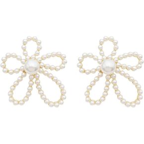 Women's Pearl Flower Earrings S925 Silver Needle 14K gold plated jewelry Valentine's Day Christmas Anniversary Birthday Mother's Day gift
