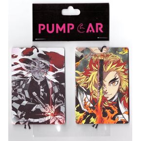 2 pieces double-sided Kamado Tanjiro Kyojuro Rengoku Japanese hanging Cherry-Scented car air Freshener Anime Cool for rearview mirror Car Interior Accessories Household Gifts (Kimetsu)