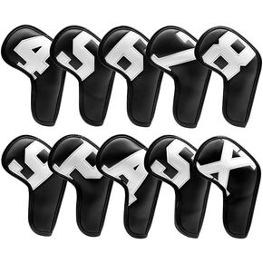 Golf Iron Covers 10pcs,Golf Iron Head Covers Leather Golf Iron Covers Set Colorful Golf Iron Headcovers,Golf Club Head Covers for Iron with Magic Tape Fit Titleist,Callaway,Ping