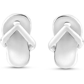 AeraVida Summertime Mini Flip Flop Beach Sandal Everyday .925 Sterling Silver Stud Earrings | Classic Sterling Silver Stud Earring for women | Flip Flop Stud Earrings | Vintage Earrings