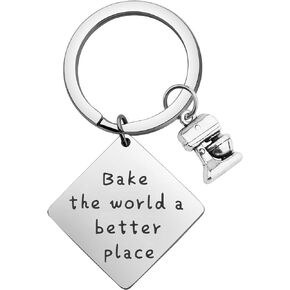MAOFAED Gift for Baker Bake the World a Better Place Culinary Student Gifts Bake Lover Keychain Gift