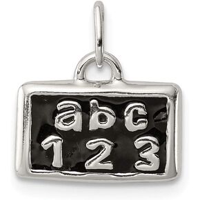 Solid 925 Sterling Silver Enamel ABC 123 Pendant Charm