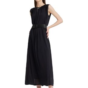 Women’s Summer Sleeveless Maxi Black Dress with Belt Wedding Guest Formal Dresses