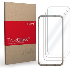 iCarez Tempered Glass Screen Protector for iPhone 14 Pro 6.1-Inches 2022 [3-Pack] Tray Installation (Case Friendly) Easy Apply