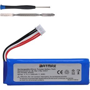 Batmax High Capacity 3200mAh Battery + Tools for JBL Flip 3 JBLFLIP3GRAY Portable Bluetooth Speaker fits JBL GSP872693,P763098 03