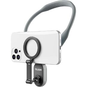 Magnetic POV/Vlog Neck Cell Phone Holder, Necklace Lanyard Selfie Hands Free Neck Phone Mount Stand for iPhone 15 14 13 12 Pro Mini/Plus/Pro/Pro Max Android Phones