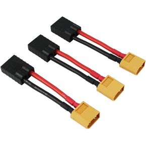3pcs Compatible with TRX Female to XT60 Male Connector Adapter for Zippy Revo Slash LiPo(Pack of 3)…