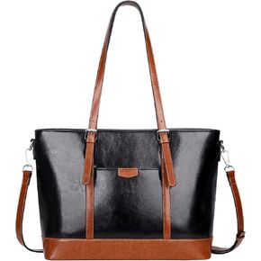 حقيبة يد جلدية كبيرة من فوق الأرض للنساء حقائب يد جلدية كبيرة وحقائب كتف للعمل (O187E أسود/بني) in Kuwait