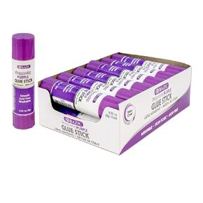 BAZIC Washable Disappearing Purple Glue Stick 0.28 oz / 8g, Color Acid Free Glue Sticks for Photos Paper Kids at School Office, Total 12-Count