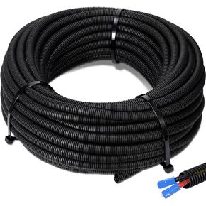 3/4" X 200 Ft Split Wire Loom Tubing Wire Conduit Bulk Flexible Electrical Wire Cover Protective Split Cable Sleeves (Black)