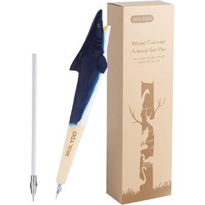 100% Handmade Wood Carved Animal Gel Pen | Shark, Cute Stationary School Supply Office Supply, Fun Pen Novelty Writing Pen, Unique Gift Pen for Animal Lovers