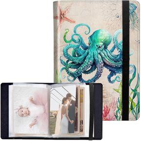 Photo Album 4x6 Photos - 120 Photos PU Leather Cover with Strong Elastic Band, Small Photo Pictures Album Birthday Christmas Photo Albums Family Wedding, Aesthetic Snake Moon Phase