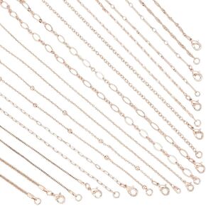 PH PandaHall 10pcs 14K Gold Necklace Brass Cable Chain Necklace Paperclip Chain Link Necklace Bulk Bar Link Chain Necklace Box Chain Necklace for Jewelry Making