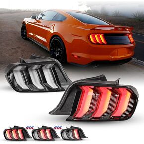 WOLFSTORM LED Tail Light Fit for 2015 2016 2017 2018 2019 2020 2021 2022 Ford Mustang Replacement Tail Lamps Turn Signal Light Rear Lamps Running Light Black Housing,Clear Lens