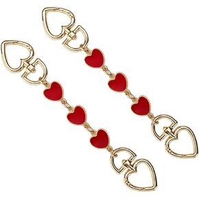 2 Pcs Bag Strap Extenders Heart Shape Purse Chain Strap Extender Bag Chain Straps Charms for Handbag Shoulder Crossbody Bag White