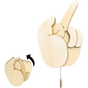 Funny Wooden Finger Brooch Pin Diy Kit Cool Finger Gifts For Men Women Boys Funny Pins For Clothes Bag