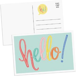 Sweetzer & Orange Hello Postcards Pack (60 Post Cards) 4x6 Flyers for Kids and Adults, 300gsm Notelets, Blank Greeting tokens, Mint Green positive affirmation Cards