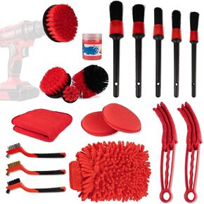 19Pcs Car Detailing Kit, Car Detailing Brush Set, Auto Detailing Drill Brush Set, Car Wash Kit, Detailing Brush Set for Cleaning Interior, Exterior, Wheels, Dashboard