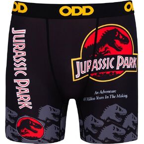 Odd Sox Men's Novelty Underwear Boxer Briefs, Jurassic Park Classic