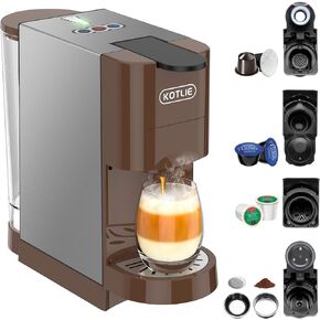 KOTLIE Multifunctional 5in1 Espresso Machine, 19Bar Pressure Single Serve Coffee Maker for Nespresso Original/Dolce Gusto/K cup/Ground Coffee/illy 44mm ESE, Cold&Hot Brew, Level 7 watervolume