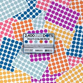 7068 Color Coding Dots 2400 Count Label Sticker, Color Sticker dots, Blank Price Sticker, Office and Classroom Supplies, Multi-Color