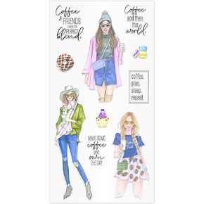 Hampton Art Rongrong Clear Stamps - Coffee Then The World