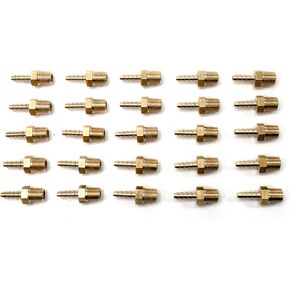 LTWFITTING Brass Barbed Fitting Coupler/Connector 1/8-Inch Hose Barb x 1/8-Inch Male NPT (Pack of 25)