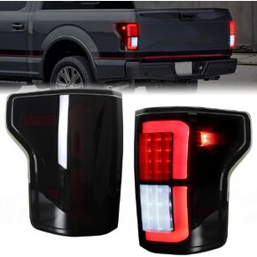 KEWISAUTO LED Tail Lights Assembly Kit for F150, New Upgraded Smoked Black LED Taillights Brake Rear Lamps Parking Light for Ford F-150 2015-2017 Accessories (2PCS, Driver & Passenger Side)
