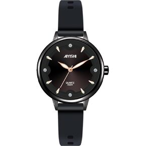 Silver Wrist Watch for Woman,Adjustable Stainless Steel Mesh/Silicone Band Watches Waterproof Quartz Analog Ladies Bracelet Dress Watches Elegant