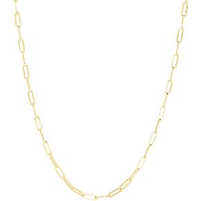 14k SOLID Yellow Gold 4.3mm Shiny Diamond Cut PaperClip Link Chain Necklace for Pendants and Charms with Lobster-Claw Clasp (7 "16", 18", 24", 38 inch)