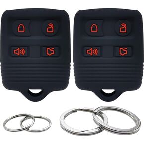 GFDesign 2Pcs Silicone 4 Buttons Key Fob Cover Remote Case Keyless Protector Compatible with Ford Mustang Edge Escape Expedition Explorer Escort Focus Fusion Mercury Lincoln Navigator CWTWB1U331
